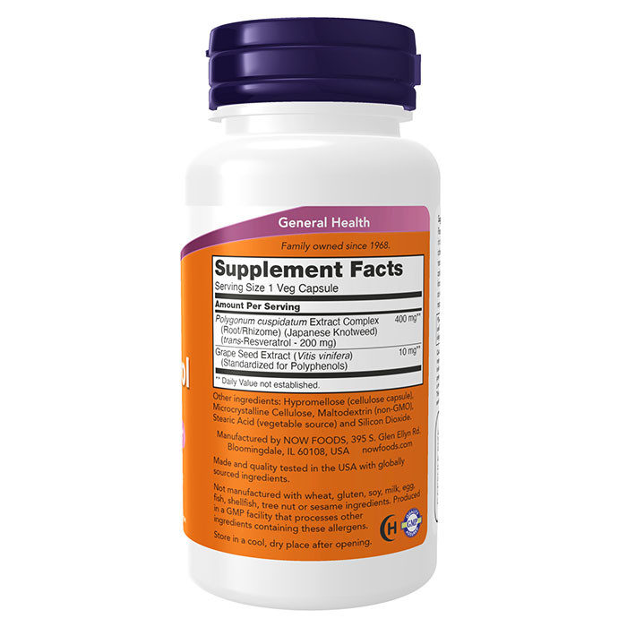 NOW Resveratrol 200 мг 60 капс
